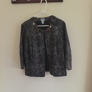 Chico's Beaded Black & Taupe Blazer, Size 3